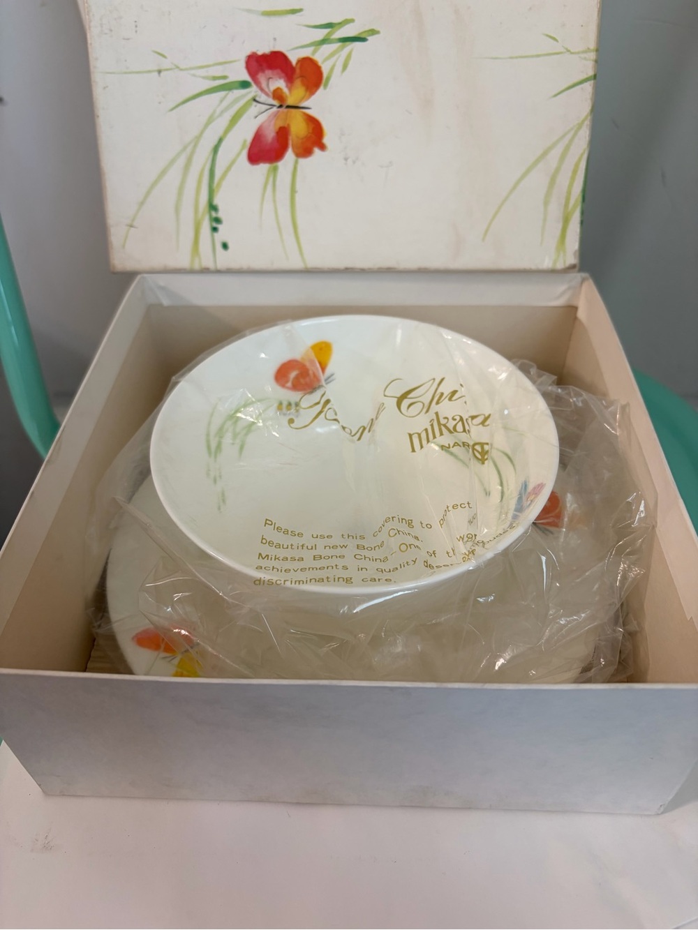 NIB Vintage Mikasa Mariposa by Vera Neumann Gravy Sauce Bowl and Tray Japan